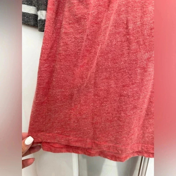 LuLaRoe Vintage Randy Baseball Tee 3/4 Sleeves Heathered Red Grey Bows Size 3X - Picture 6 of 10